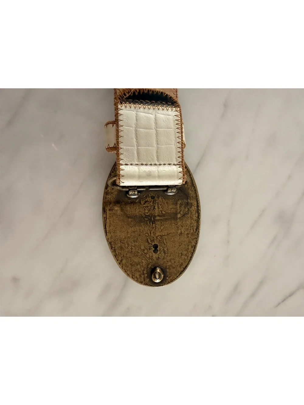 VIntage Elite Accessories Patchwork Belt with Decorative Stone Buckle